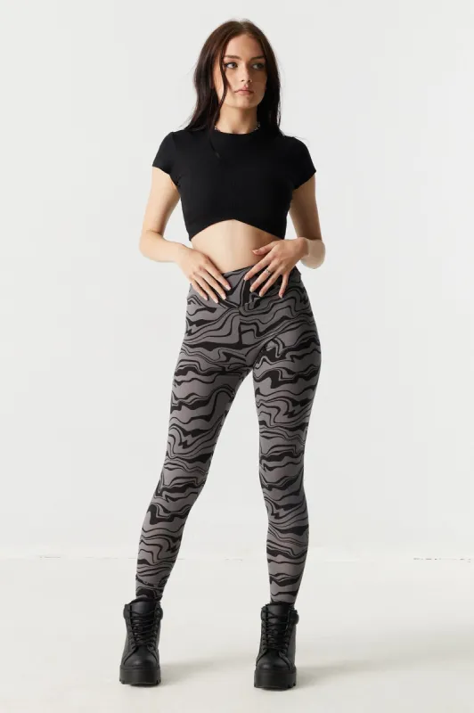 Marble Print High-Rise Wide Waist Legging sold by Charlotte Russe