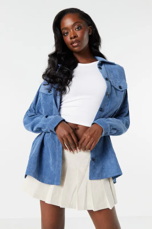 Oversized Corduroy Button-Up Top sold by Charlotte Russe