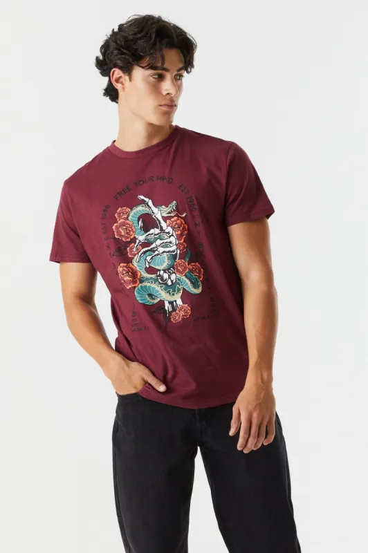 Skeleton Hand Rose Graphic T-Shirt sold by Charlotte Russe