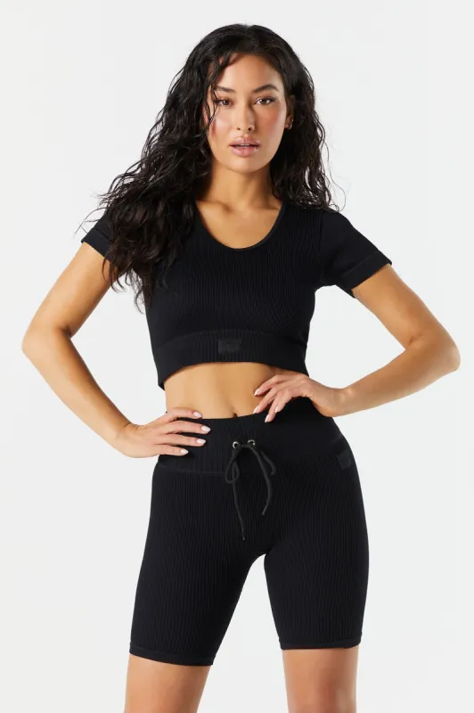 Sommer Ray Seamless Ribbed Active Tie Short sold by Charlotte Russe