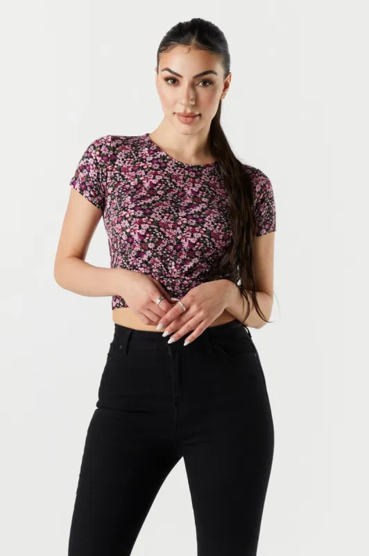 Floral Print Knotted Skimmer Top sold by Charlotte Russe