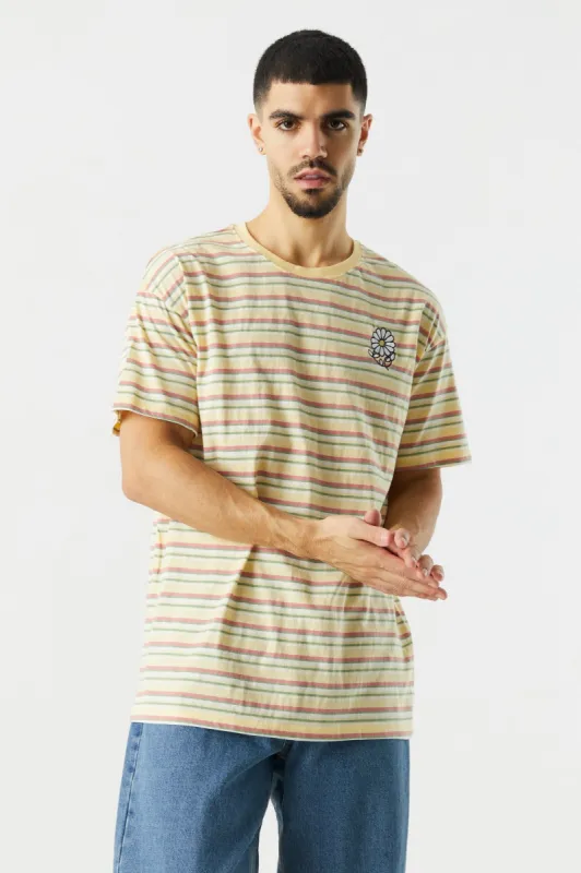 Sunflower Patch Striped Relaxed Crewneck T-Shirt sold by Charlotte Russe