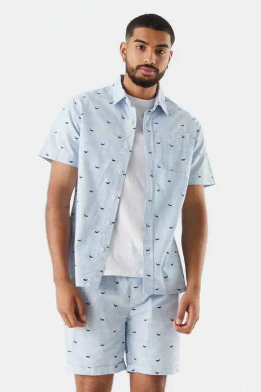 Whale Print Button-Up Shirt sold by Charlotte Russe