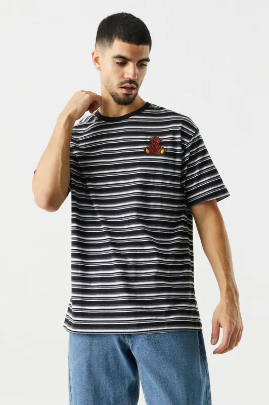 Bear Patch Striped Relaxed Crewneck T-Shirt sold by Charlotte Russe