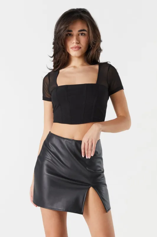 Mesh Sleeve Corset Top sold by Charlotte Russe