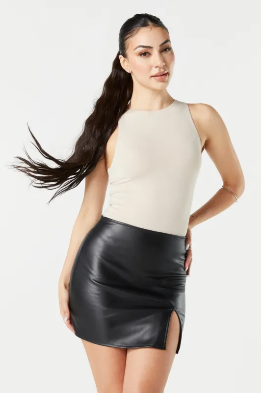Faux Leather Slit Mini Skirt sold by Charlotte Russe