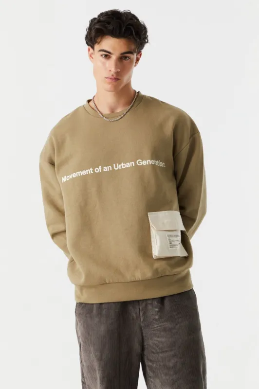 Urban Generation Graphic Cargo Pocket Sweatshirt sold by Charlotte Russe