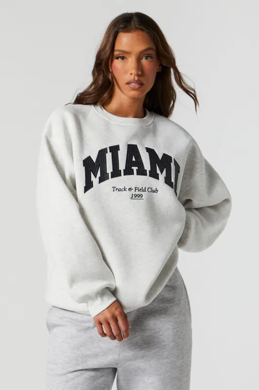 Miami Twill Embroidered Sweatshirt sold by Charlotte Russe