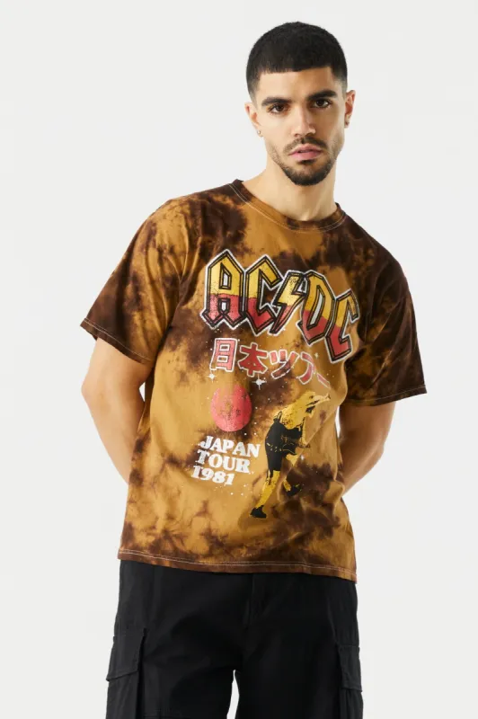 Tie-Dye ACDC Japan Tour 1981 Graphic T-Shirt sold by Charlotte Russe