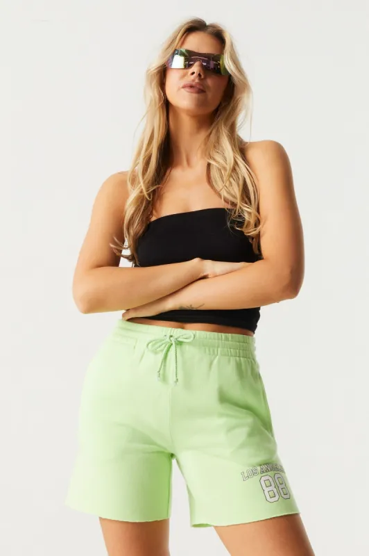 Los Angeles Graphic Fleece Basketball Short sold by Charlotte Russe