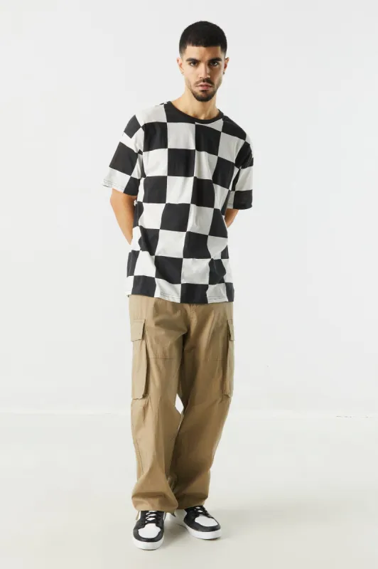 Checkered Relaxed Crewneck T-Shirt sold by Charlotte Russe