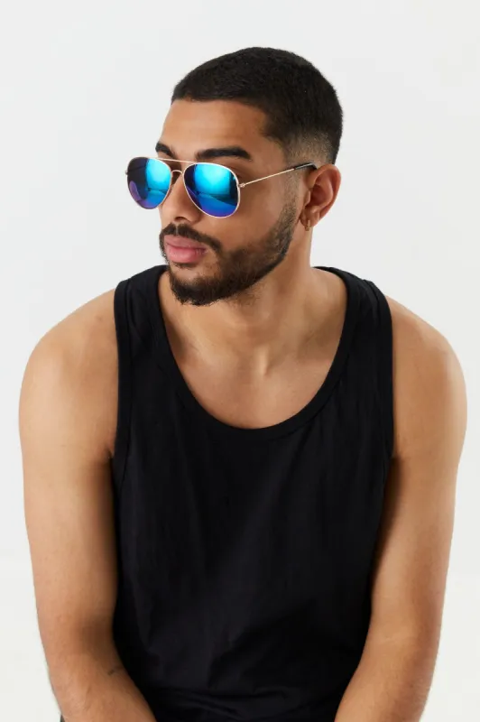 Metal Mirrored Ombre Lens Aviator Sunglasses sold by Charlotte Russe