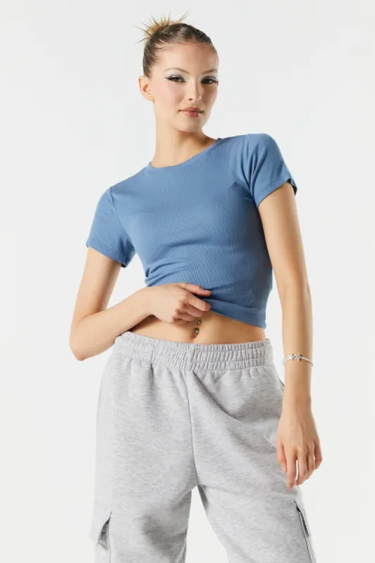 Ribbed Crew Baby T-Shirt sold by Charlotte Russe