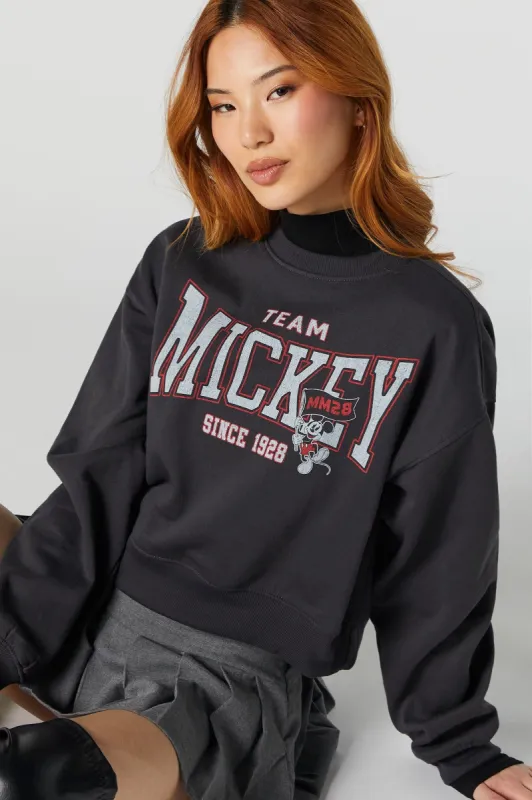 Team Mickey Graphic Fleece Sweatshirt sold by Charlotte Russe
