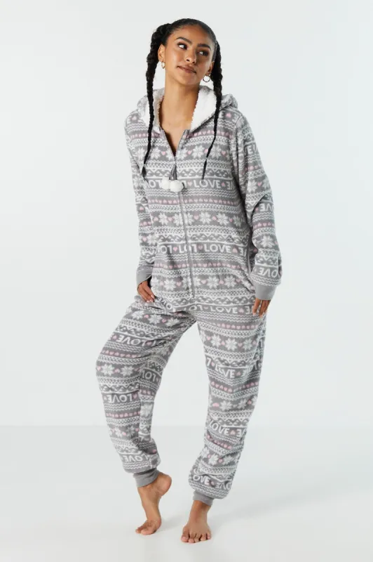 Plush Love Print Onesie sold by Charlotte Russe