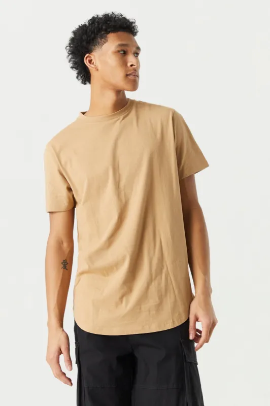 Basic Curved Hem T-Shirt sold by Charlotte Russe