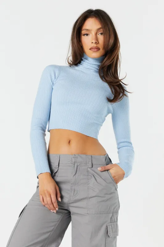 Ribbed Knit Turtleneck Cropped Sweater sold by Charlotte Russe