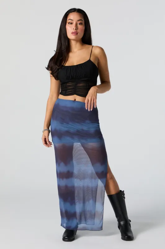 Printed Mesh Slit Maxi Skirt sold by Charlotte Russe