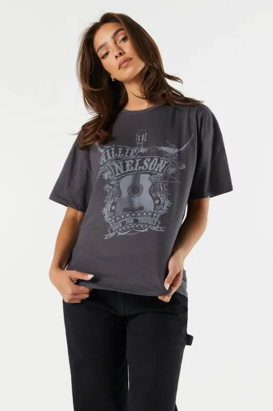Willie Nelson Graphic Boyfriend T-Shirt sold by Charlotte Russe