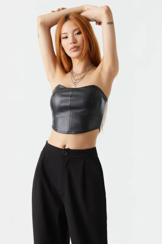 Strapless Faux-Leather Corset sold by Charlotte Russe