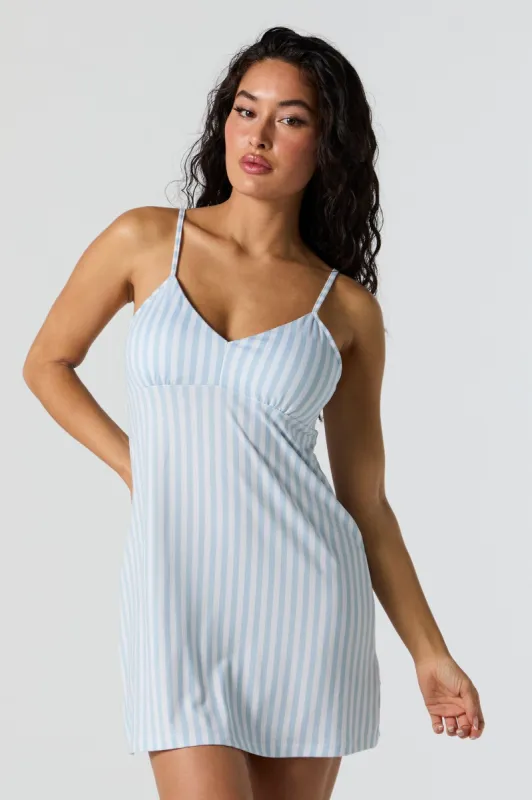 Striped V-Neck Slip Dress sold by Charlotte Russe