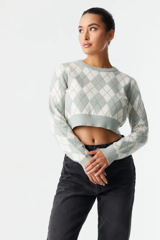 Argyle Knit Crop Sweater sold by Charlotte Russe