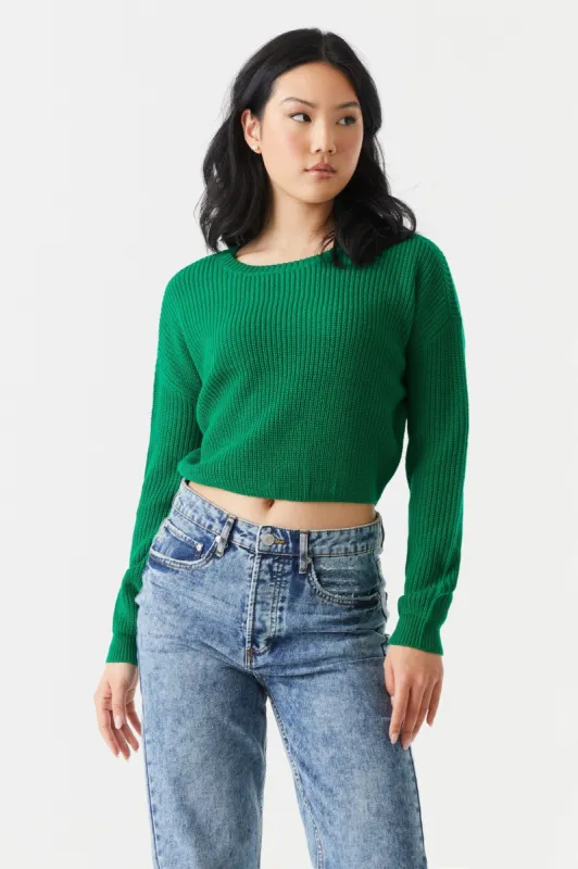 Chunky Knit Cropped Crew Neck Sweater sold by Charlotte Russe