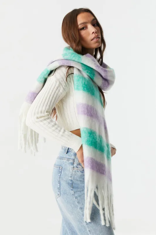 Green Colour Block Super Soft Chunky Scarf sold by Charlotte Russe