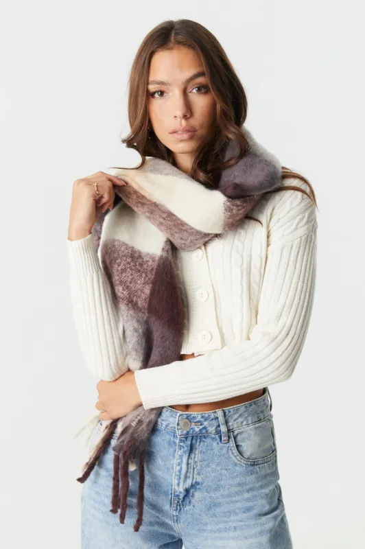 Brown Colour Block Super Soft Chunky Scarf sold by Charlotte Russe