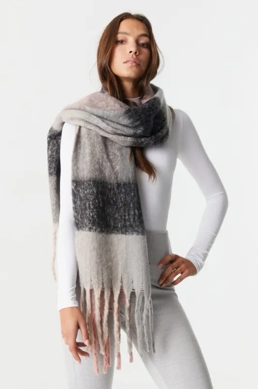 Grey Colour Block Super Soft Chunky Scarf sold by Charlotte Russe