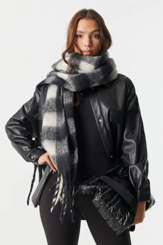 Black Buffalo Plaid Super Soft Chunky Scarf sold by Charlotte Russe