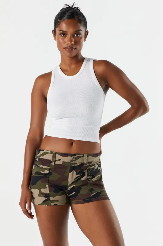 Camo Poplin Low Rise Cargo Short sold by Charlotte Russe