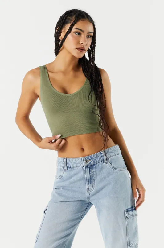 V-Neck Seamless Cropped Tank sold by Charlotte Russe