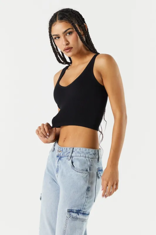 Seamless V-Neck Cropped Tank sold by Charlotte Russe
