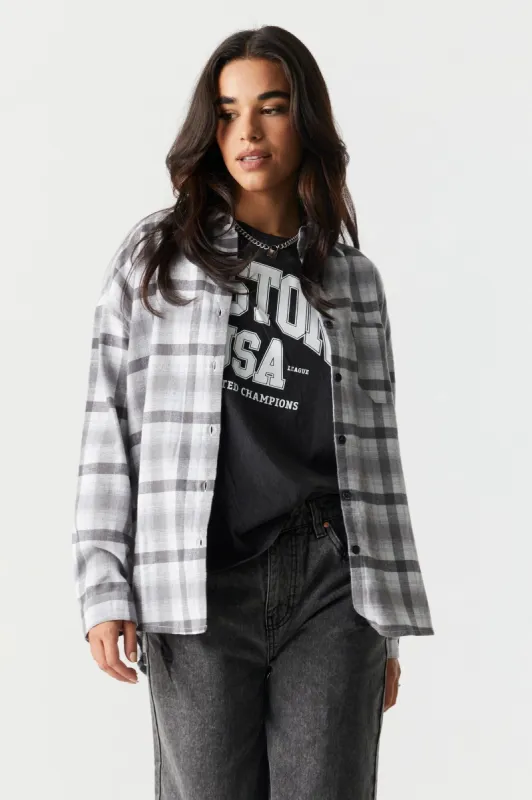 Classic Gray Plaid Flannel Button-Up Top sold by Charlotte Russe