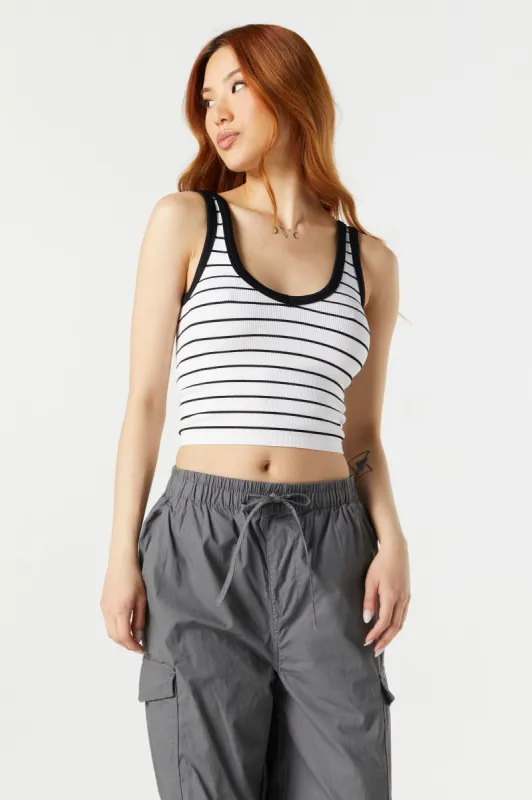 Striped Seamless Ribbed V-Neck Tank sold by Charlotte Russe
