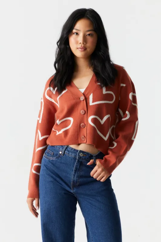 Heart Print Skimmer Cardigan sold by Charlotte Russe