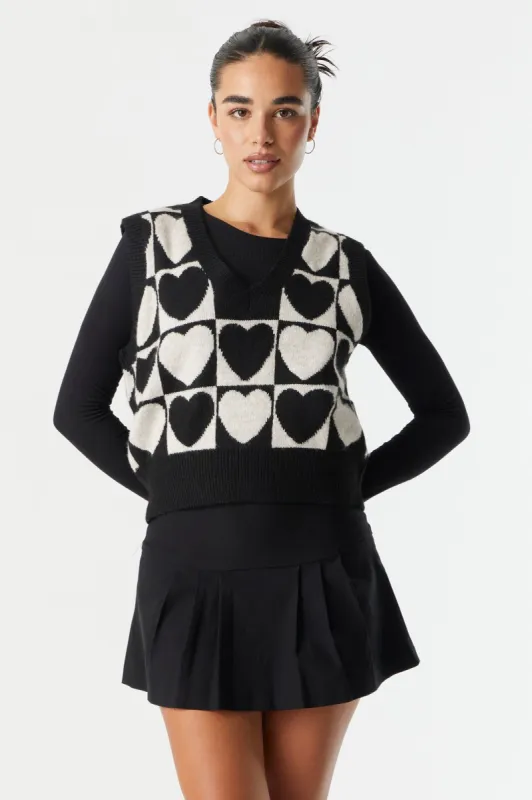 Checkered Heart Print V-Neck Vest sold by Charlotte Russe