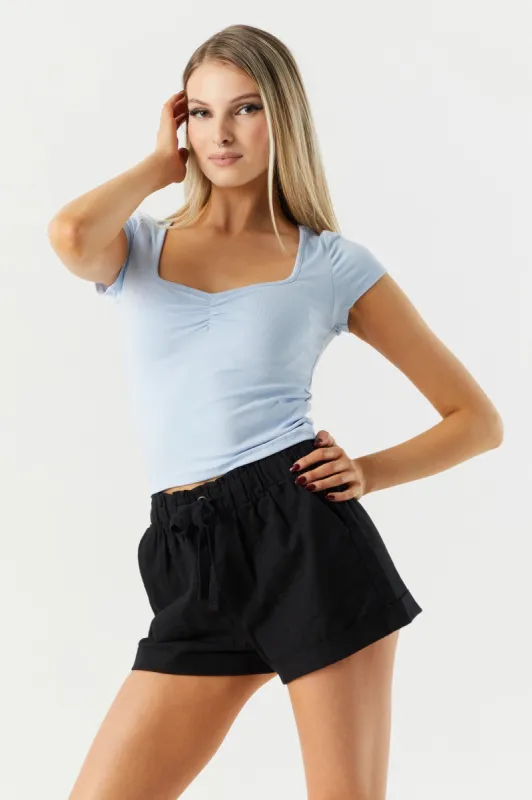 Ribbed Cinched Skimmer Top sold by Charlotte Russe