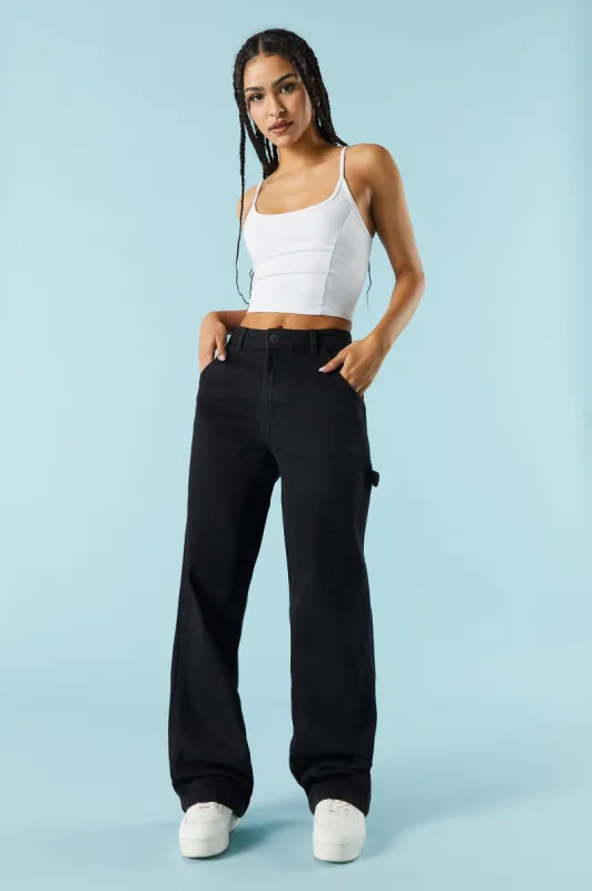 Black High-Rise Carpenter Jean sold by Charlotte Russe