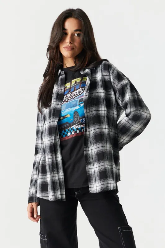 Classic  Black Plaid Flannel Button-Up Top sold by Charlotte Russe