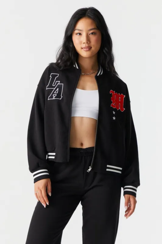 LA Graphic Varsity Jacket sold by Charlotte Russe