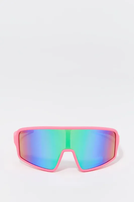 Multicolour Lens Shield Sunglasses sold by Charlotte Russe