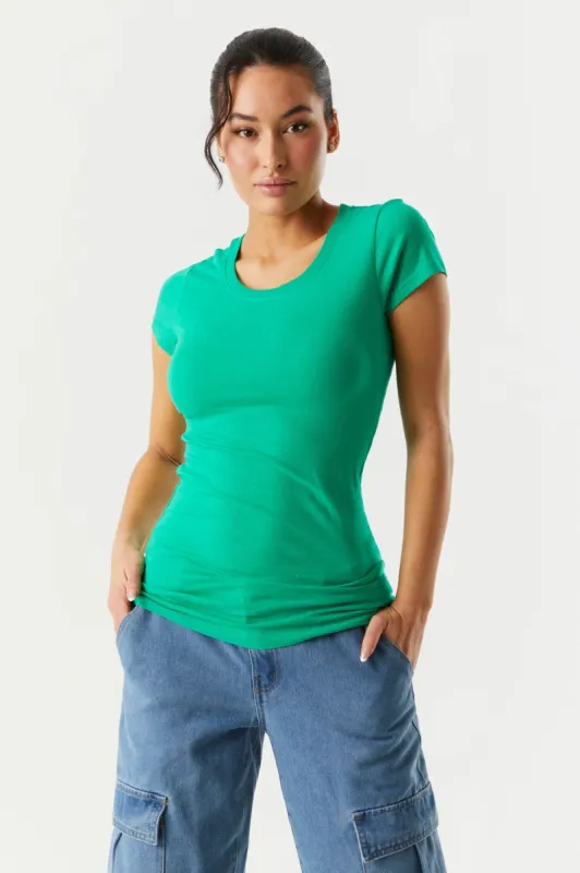 Basic Short Sleeve Crewneck T-Shirt sold by Charlotte Russe