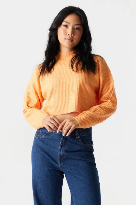 Mock Neck Crop Sweater sold by Charlotte Russe