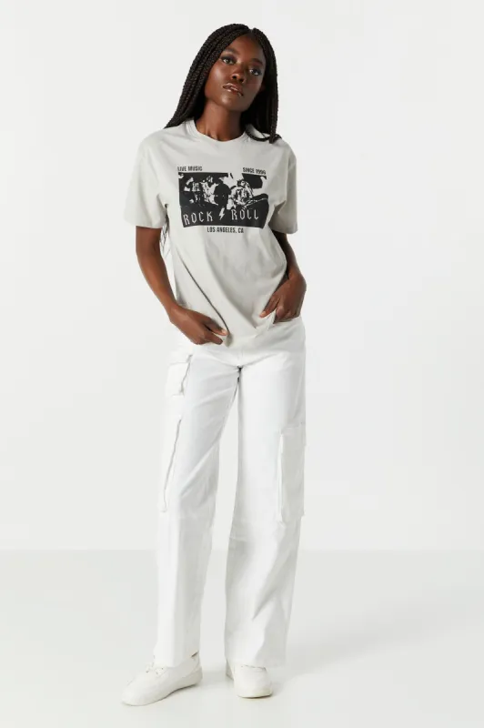 Rock N Roll LA Graphic Boyfriend T-Shirt sold by Charlotte Russe