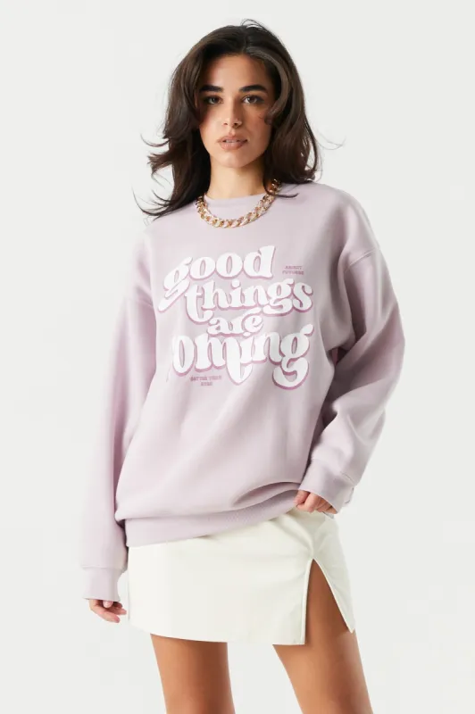 Good Things Are Coming Graphic Fleece Sweatshirt sold by Charlotte Russe