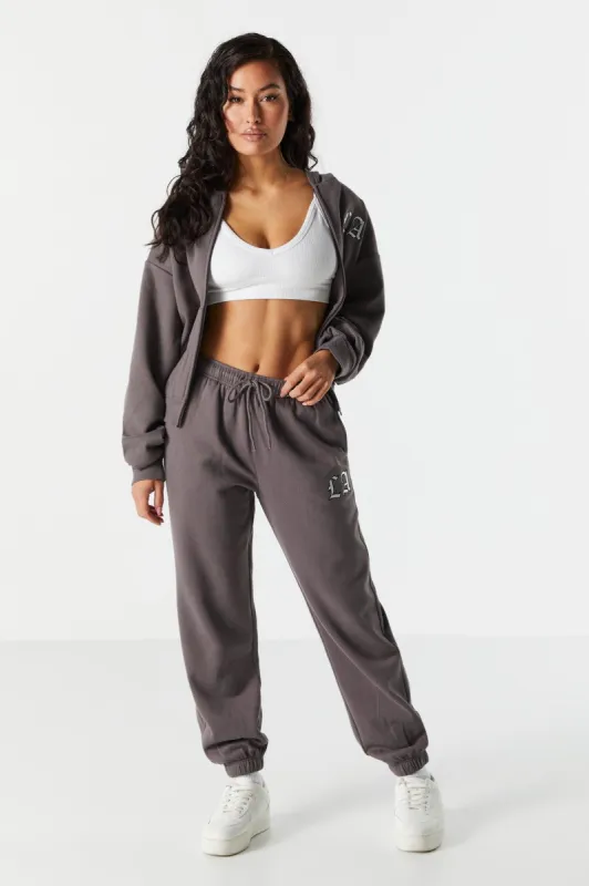 LA Embroidered Fleece Everyday Jogger sold by Charlotte Russe