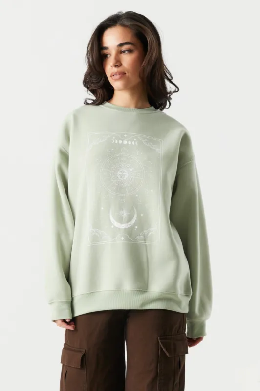 Astrology Tarot Card Graphic Fleece Sweatshirt sold by Charlotte Russe