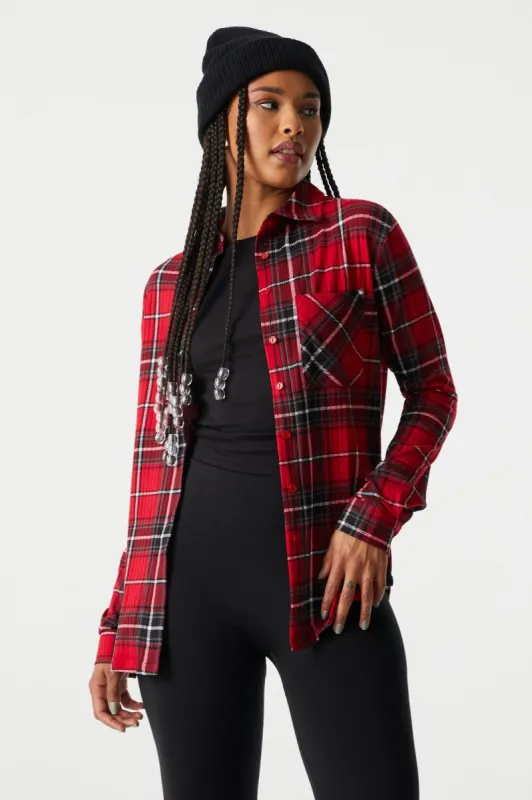 Red Plaid Button-Up Shirt sold by Charlotte Russe
